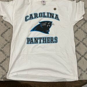 VINTAGE Carolina Panthers Shirt Size Large White Short Sleeve Graphic Logo NFL